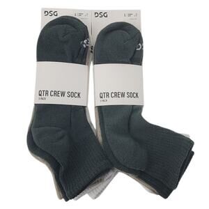 New‎ NWT Lot Of 2 Men's DSG QTR Crew 3-Pack Socks Green Brown White 6 Pair Total